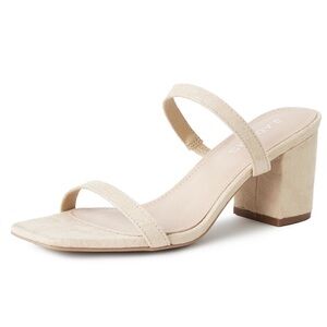 J. Adams Stormi Beige Suede Block Heel Sandals